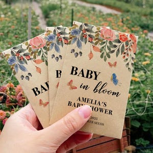 Baby In Bloom Wildflower Seed Packet for Baby Shower/Personalized Baby Shower Favor/Seed Envelope with Seeds/Baby Birthday Party Invitations