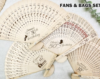 Custom Birthday Celebration Fan/Bulk Engraved Birthday Wooden Fans/Personalized Hand Fan for Birthday Party/Birthday Gift Idea/Gift for Her