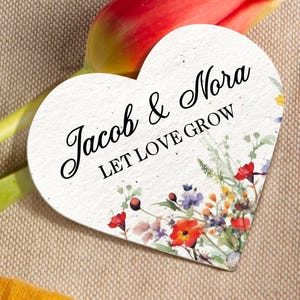 Personalized Seed Paper Wedding Favors/Let Love Grow/Custom Wildflower Seed Paper Heart/Bulk Plantable Seed Papers/Wedding Gift for Guests