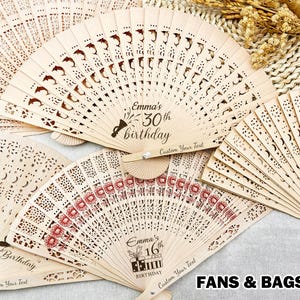 Custom Birthday Party Fan/Birthday Favors for Guest/Personalized Wood Fan for 20th Birthday/30th/40th/60th Birthday Gifts/Milestone Birthday