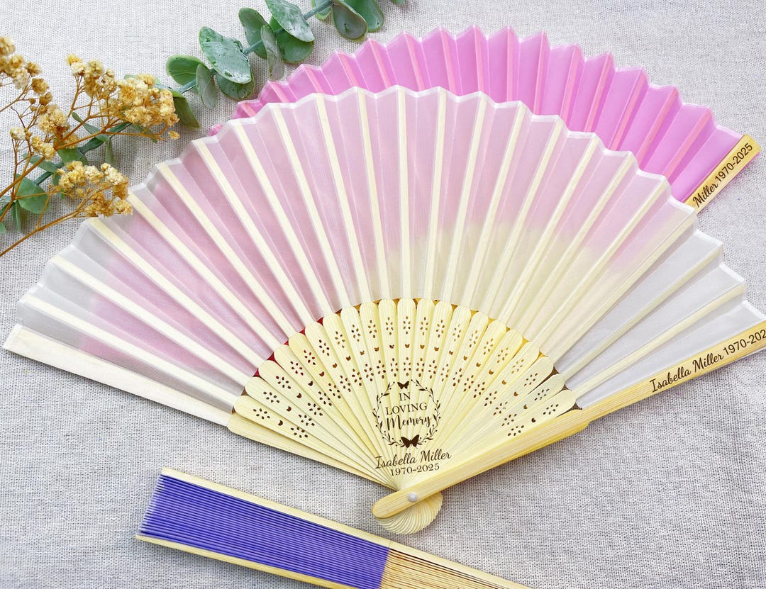 Personalized Funeral Fans, Colorful Cloth Fabric Hand Fans, Custom ...