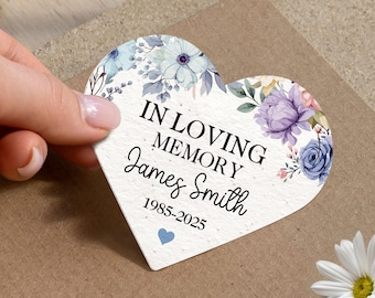 Carta con semi personalizzata all'ingrosso per funerali/Carta con semi di fiori selvatici personalizzata per gli ospiti/Bomboniera per la celebrazione della vita/Bomboniera commemorativa con semi/Regalo ricordo