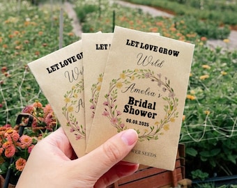 Let Love Grow Wildflower Seed Packets for Bridal Shower or Wedding Favors/Custom Bridal Shower Seed Favors/Personalized Flower Seed Envelope
