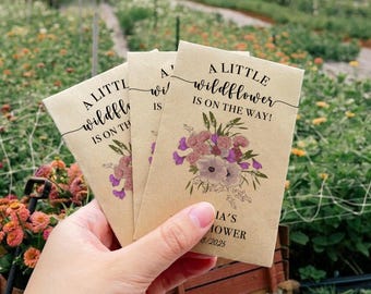 Pacotes de sementes personalizados para chá de bebê/Lembrancinhas de sementes para bebês a granel/Presente para recém-nascido/Envelope para chá de bebê sem sementes/Bebê em flor/Lembrancinhas de boas-vindas para bebês