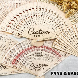 Custom Hand Fan with Logo/Bulk Party Favor Wooden Fans/Wedding Logo Fan/Personalized Fan for Guests/Business Giveaway Ideas/Gift for Friends