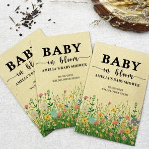 Bulk Custom Baby Shower Favor Seed Packets, Baby in Bloom Favors, Baby Shower Wildflower Seed Envelopes, Unique Baby Shower Guest Gift Ideas
