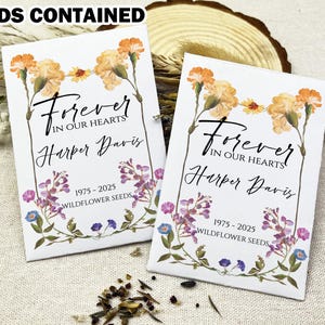 Custom Garden Memorial Gift Seed Packets, In Loving Memory Wildflower Seed Favor, Bulk Memorial Favors, Funeral Seed Packets, Sympathy Cards
