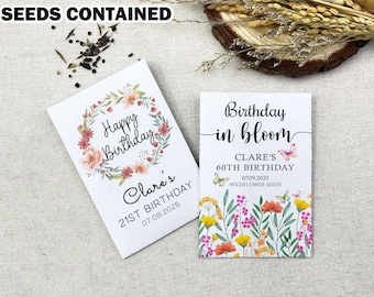 Sobres de semillas personalizados para regalos de cumpleaños / Sobres de semillas personalizados para bolsas de fiesta / Regalo de agradecimiento por cumpleaños / Regalo de cumpleaños / Feliz cumpleaños