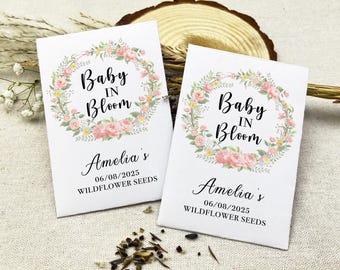 Baby is Blooming Favors/Baby Shower Wildflower Seed Packets/Mixed Seeds Included/Personalized Flower Envelopes for Baby Shower/Birthday Gift