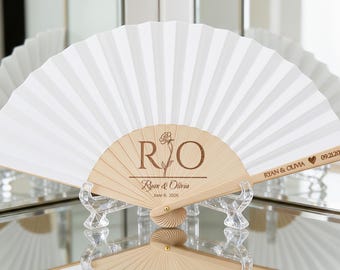 Bulk aangepaste handwaaiers, gepersonaliseerde houten en stoffen vouwwaaiers, huwelijksgastcadeaus, feestartikelen met logo