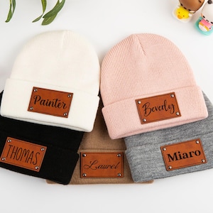 Custom Baby Beanie,Gender-Neutral Baby Hat with Name on Patch,Adult Kids Hat with Name Patch,Unisex Baby Hats,Personalized Baby Gift