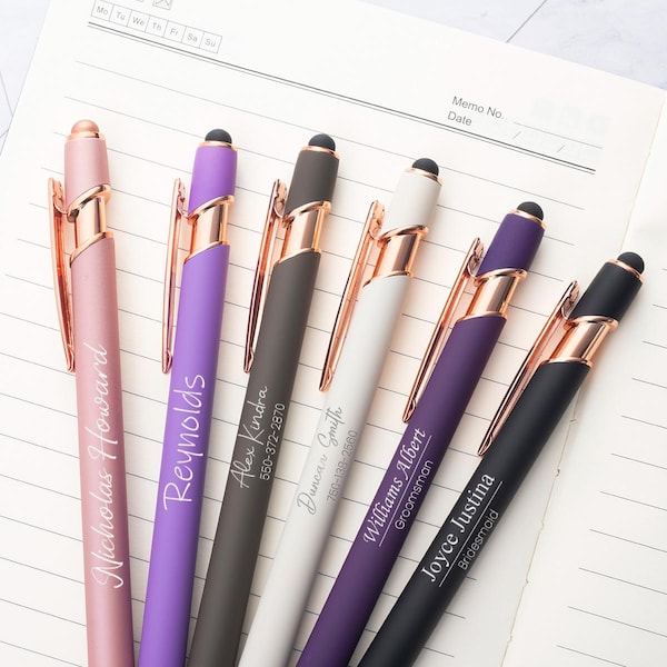 Personalized Rose Gold Stylus Pen, Bulk Metal Pens, Wedding Favors