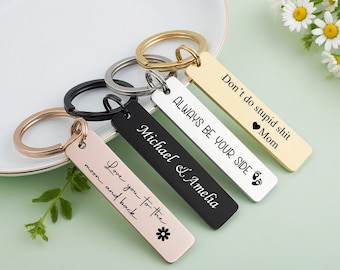 Custom Engraved Stainless Steel Keychain, Personalized Gift