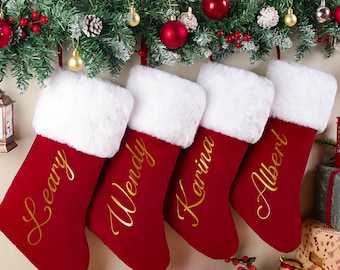2026 Xmas Christmas Stocking with Name,Personalized Family Christmas Stockings,Holiday Stockings,Christmas Gift,Monogram Stocking,Decor Gift