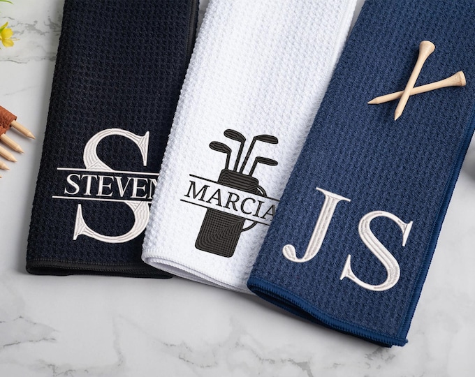 Personalized Embroidered Golf Towel, Microfiber Towel with Custom Name or Monogram