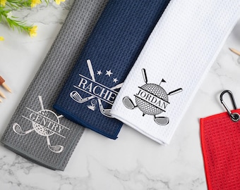 Toalla de golf bordada, regalo personalizado para bodas relacionadas con el golf.