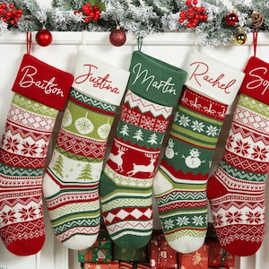 2025 Gestickter Weihnachtsstrumpf, gestrickter Weihnachtsstrumpf, Weihnachtsdekor, Weihnachtsgeschenk für Familie, Weihnachtsdekor, benutzerdefinierte Strümpfe