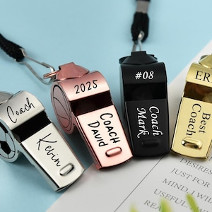 Personalized Whistle, Football Coach Gift Valentine&#39;s Gifts for Him, Custom Whistle Engraved Football Soccer Basketball Teacher Appreciation