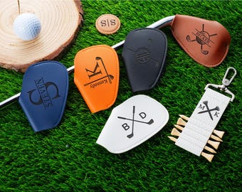 Funda de cuero personalizada para la cabeza del hierro, regalo de golf personalizado