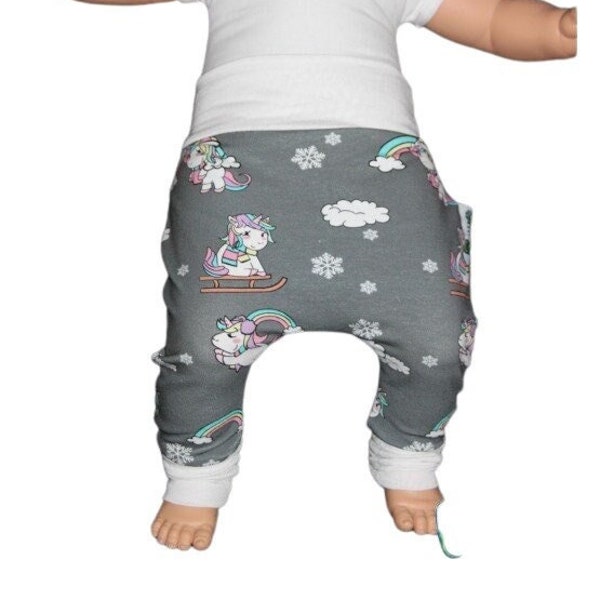 Baggy pantalon ou sarouel bébé de 0 à 6 ans licorne