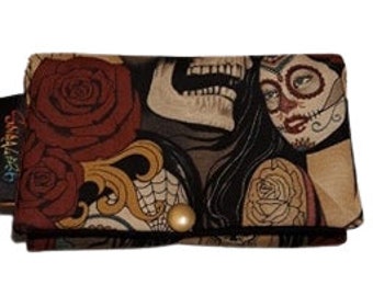 Pochette à tabac calavera tattoo skull