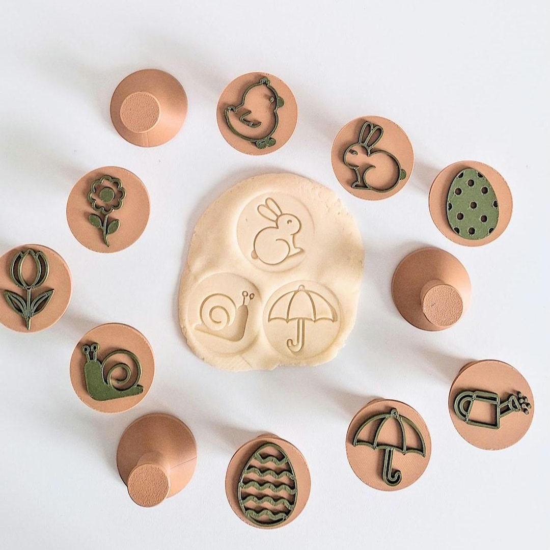 Nature Spring Playdough Stamp Set of 12 Montessori Sensory Toy Nature ...