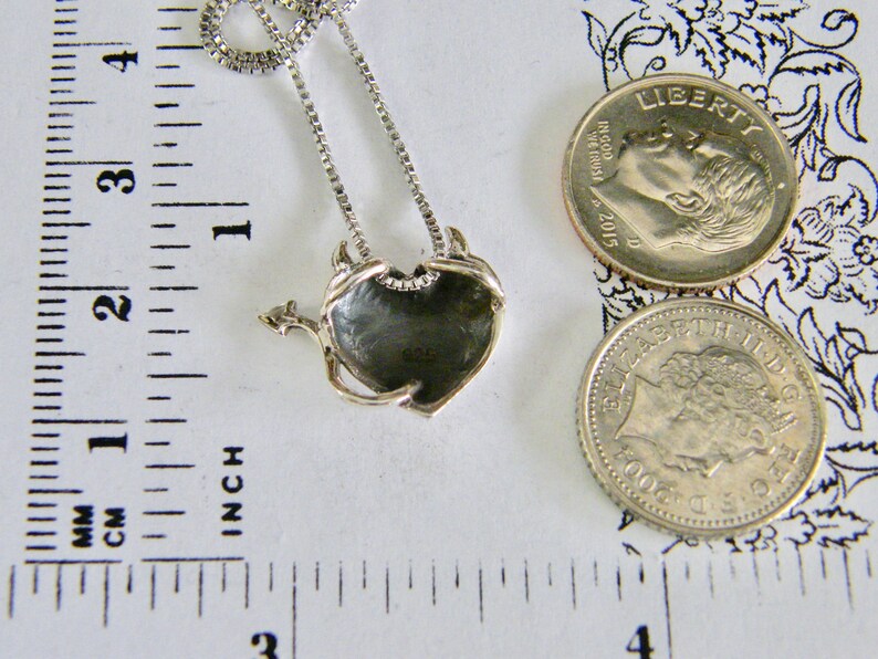 Devil heart necklace sterling silver pendant Etsy