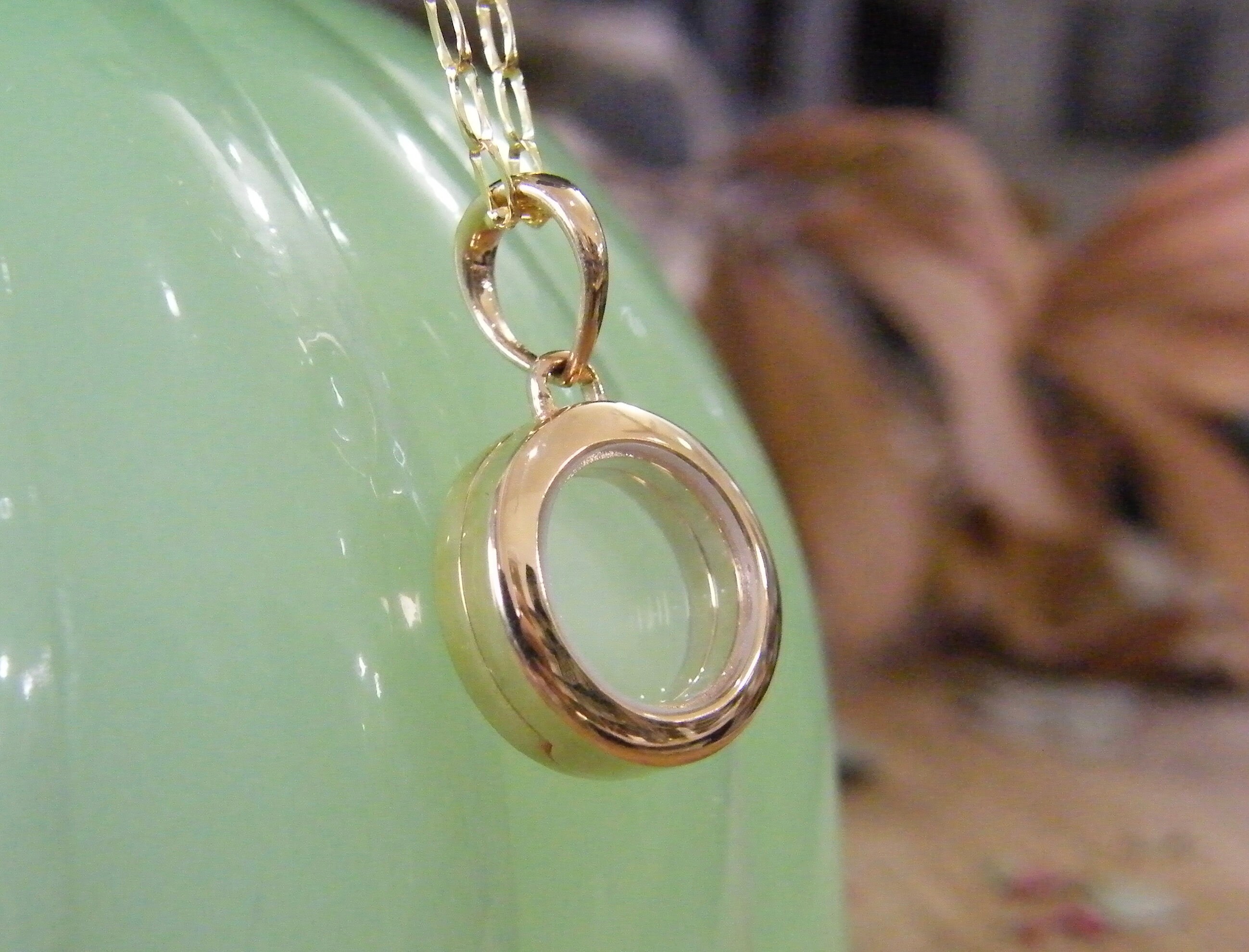 14k gold floating locket round solid 14k gold glass locket Etsy