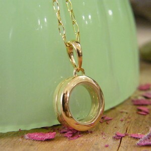 14k Gold Floating Locket Round Solid 
