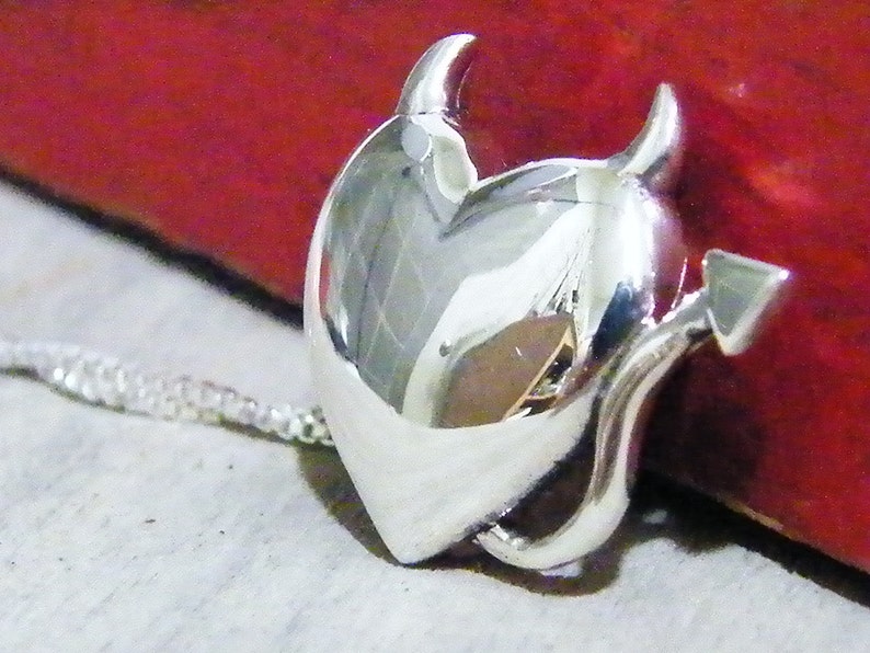 Devil heart necklace sterling silver pendant Etsy