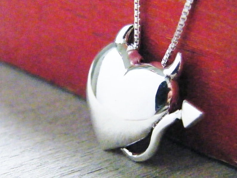 Devil heart necklace sterling silver pendant Etsy