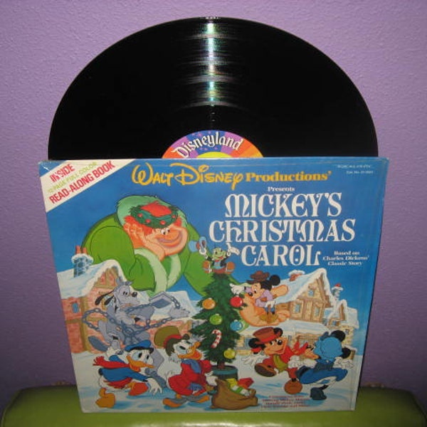 Vinyl Record Album Disney Mickey's Christmas Carol Story & Book LP 1980 Children's Classics