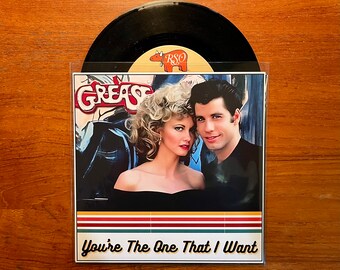 John Travolta/Olivia Newton-John - You're The One That I Want 7" 45 RPM 1978 Vinyl Record Single w/Custom Sleeve Grease Film Theme Classic