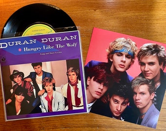 Duran Duran - Hungry Like The Wolf Long & Short Versions 7" 45 Single 1982 Vinyl Record with Custom Sleeve + BONUS Print