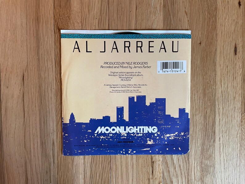 Al Jarreau Moonlighting 7 45 RPM Single Vinyl Record 1987 TV Series Theme image 2