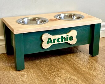 Station d'alimentation verte personnalisée surélevée pour chien, gamelle surélevée pour chien, gamelle personnalisée pour chien, mangeoire pour chien de ferme, gamelles pour chien, support pour gamelle pour chien