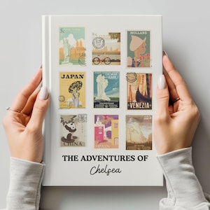 Personalized Travel Journal: Vintage Stamp Adventure Notebook, Travel Diary