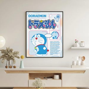 Doraemon-posterafdruk, klassieke Japanse cartoonposter, blauwe fysieke print voor kamerdecors, cadeau voor Doraemon-fans, schattige muurkunst