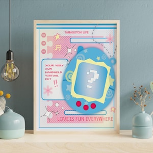 Tamagotchi Digital Print | Virtual Pet Poster | Cute Y2K Wall Art | 90s Gamer Gift | Cute Bedroom or Gaming Room Decor | Retro Gaming Design