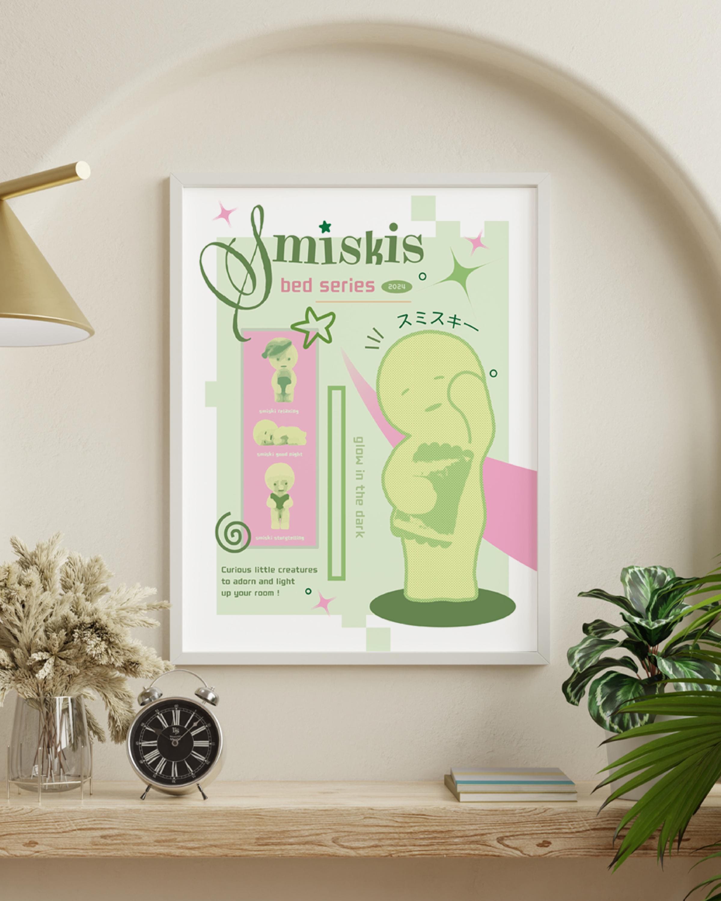 Smiski Glow-in-dark Poster, Retro Y2K Aesthetic, Collectible Art