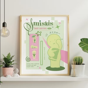 Smiski Poster Digitaldruck, Y2K Coquette Aesthetic Wanddekor, Pastell & Trendy Raumdekor, schrullige Sammlerkunst, gemütliche Schlafzimmerwandkunst