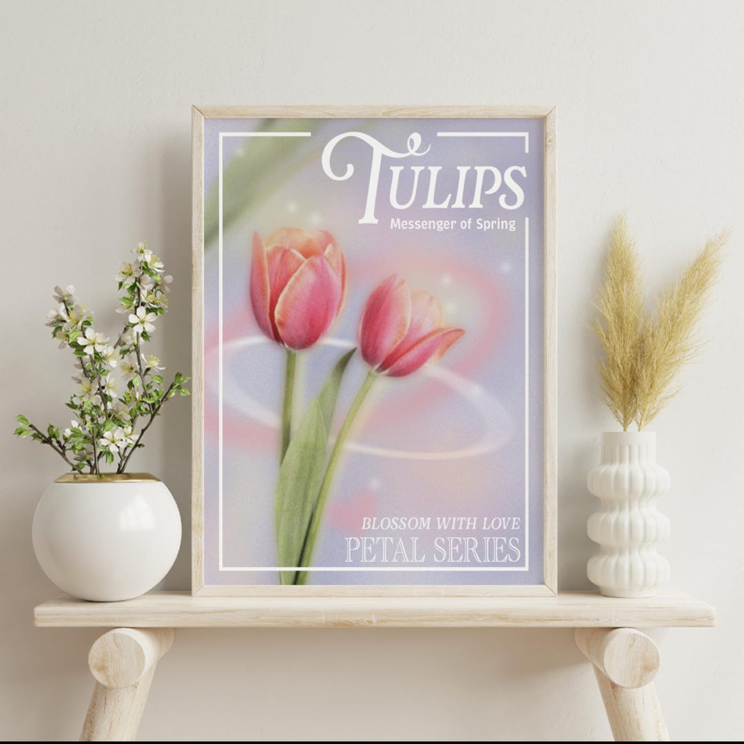 Pink Tulip Poster, Vintage Style Floral Botanical Print - Etsy