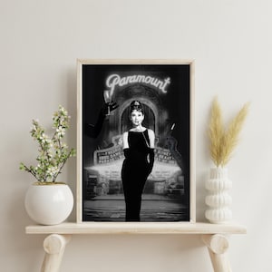 Old Hollywood Glamour Collage | Vintage Aesthetic Wall Art | Black & White Retro Print | Audrey Hepburn