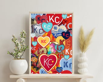 Kansas City “KC Hearts” Collage Print | Colorful KC Wall Art | Kansas City Home Decor | Midwest Pride Gift | Heart KC Poster