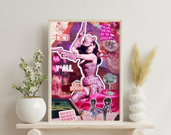 Disco Cowgirl MagazineCollage - Digital Wall Art with Glam Western Vibes