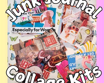Junk Journal Collage Kit | 15x7 Tasche mit Anfänger Collage Material