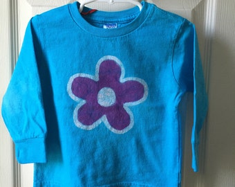 Flower Girls Shirt (2T), Turquoise Flower Shirt, Girls Flower Shirt, Kids Flower Shirt, Purple Flower Shirt, Toddler Girls Shirt