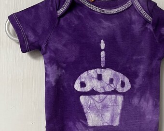 First Birthday Baby Bodysuit, Girl First Birthday, Boy First Birthday, Cupcake Baby Bodysuit, Purple First Birthday Shirt (12 months)