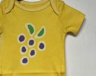 Grape Baby Gift, Grape Baby Shower Gift, Fruit Baby Gift, Girl Grape Bodysuit, Boy Grape Bodysuit, Yellow Baby Gift (12 months)