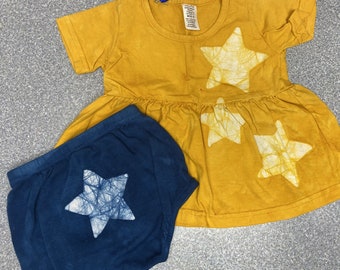 Star Baby Dress, Star Baby Outfit, Baby Girl Outfit, Yellow Baby Outfit, Yellow Star Baby Dress, First Birthday Gift (18 months)